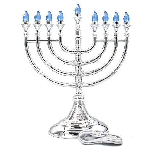 image for The Dreidel Company Traditional LED Electric Silver Hanukkah Menorah -