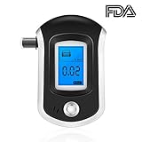 Breathalyzer, Breath Alcohol Tester, Digital Battery Power Alcohol Detector, BAC Tracker with Mini Blow Pipe and LCD Display (Black)
