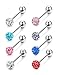 Besteel 8pcs 14G Stainless Steel Tongue Rings for Guys Body Piercing Jewelry Crystal Ball