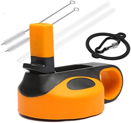 MORLA Straw Lid for Hydro Flask Wide Mouth Water Bottle. (Orange/Black)