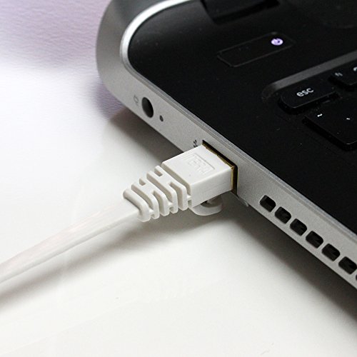 Tera Grand - 50FT - CAT7 10 Gigabit Ethernet Ultra Flat Patch Cable for Modem Router LAN Network, Gold Plated Shielded RJ45 Connectors, Faster Than CAT6a CAT6 CAT5e, White - Thumbnail 5