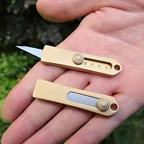 SZHOWORLD Mini Brass Keychain Knife, Compact Folding Pocket Knife, Mini