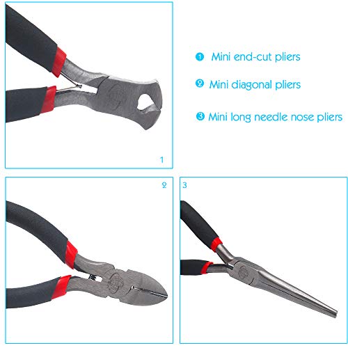5 Piece Mini Pliers Set Professional Hand Tools Includes Needle Nose Pliers Long Nose Pliers Round Nose Pliers Diagonal Cutting Pliers End-Cut Pliers