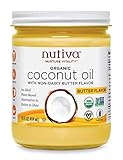 Nutiva Organic Coconut Oil with Butter Flavor from non-GMO, Steam Refined, Sustainably Farmed Coconuts, 14-ounce