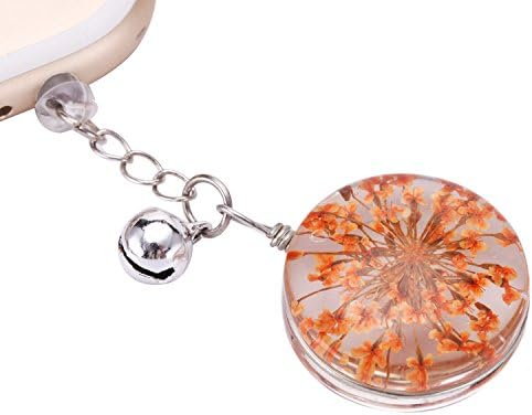 VaporMao Handmade Real Flower Anti Dust Plug/ Ear Cap / Cell Phone Charms For iPhone, iPad, iPod, Samusung and Other 3.5mm Ear Jack, Orange