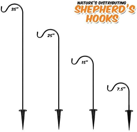 Garden Supply Shepherd Hooks Solar Light Garden Stakes in Black in 4 different heights ( 7.5 in., 15 in., 25 in., 35 in.) Set of two