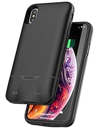 Carcasa para iPhone XS MAX   Funda protectora de carga con reserva de energía inteligente extendida (negro rebelde)