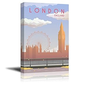 Canvas Wall Art - London England Travel Illustration Canvas Art - Giclee Print Gallery Wrap Modern Home Art Ready to Hang - 12x18 inches