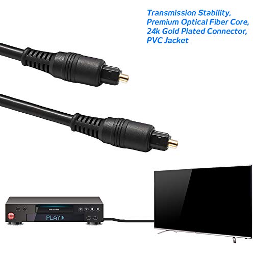 image for 2 Pack Digital Optical Audio Cable - 6 Feet, DaKuan Home Theater Fiber