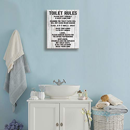 Toilet Rule SignPlease Seat, Family Wall Art Signs Vintage Bathroom or