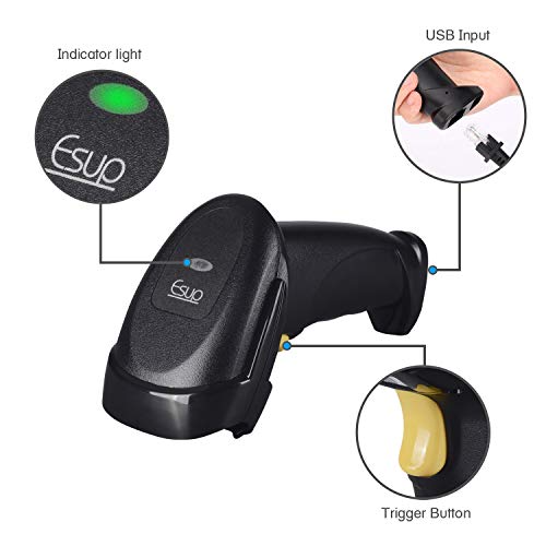 Esup USB Barcode Scanner 1D Handheld Automatic Laser Bar Code Scanner Reader