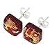Glass Of Venice Murano Glass Venetian Reflections Square Stud Earrings - Black Red