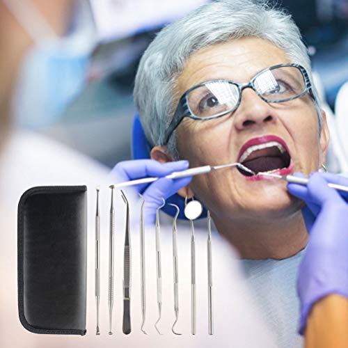Dental Tools, Dental Pick Oral Care Kit, 8Pcs Stainless Steel Dental Hygiene Kit Set, Dentist Home Use Tools - Thumbnail 6