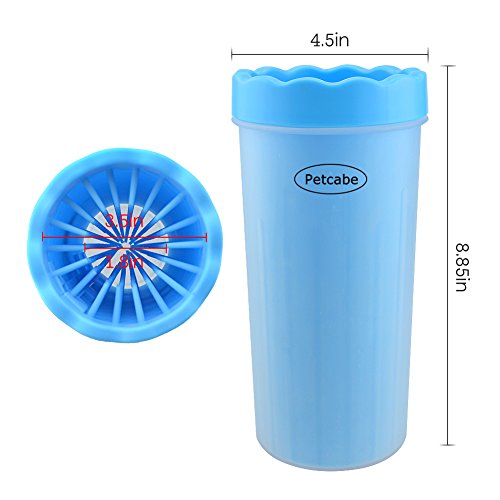Petcabe Portable Dog Paw Cleaner Pet Cleaning Brush Cup Dog Foot Cleaner (Large-Blue)