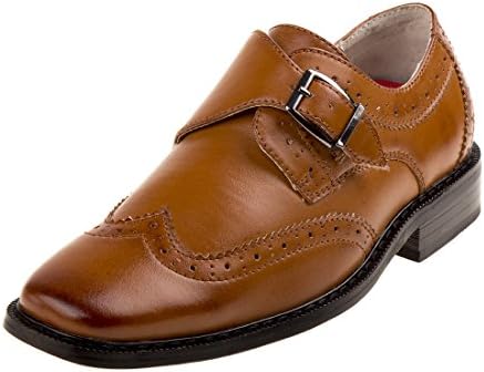 Joseph Allen Boy's Wingtip Shoe with Side Buckle, Brown, 11 M US Little Kid'