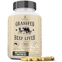 Ancestral Supplements Grass Fed Beef Liver 180 Capsules, Supports Energy Production, Detoxification, Digestion, Immunity and Full Body Wellness, Non-GMO, Freeze Dried Liver Health Supplement