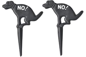 TOBBOMEY 2pcs Iron Dog Shaped Garden Sign Black Insert for Lawn Decoration Outdoor Dog Off Grass Warning
