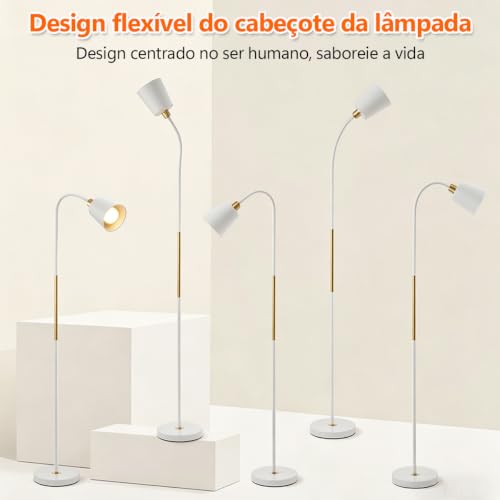 Luminária de Chão com Cúpula de Tecido, Estilo Minimalista, Inclui Lâmpada LED 12W, Iluminação Suave para Sala e Quarto, Base Estável