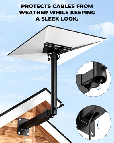 Tckasdj Starlink Gen 3 Mount, 360°Adjustable Starlink Wall Mount Telescoping Support Arm with Pipe Adapter for Concrete Walls/Wood Walls, Easy Installation for Starlink Standard 4/4X/V3