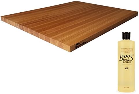 HomeProShops Wood Butcher Block Cutting Board - 3/4" x 15" x 19" - w John Boos MYSB Mystery Oil 16 oz Bottle Included - Solid Red Oak - Reversible