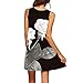 Women's Summer Sleeveless Mini A-Line Beach Sundress Vintage 3D Floral Print Tank Top Dress Chaofanjiancai