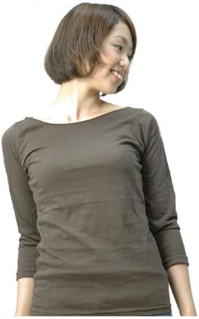 Amazon アメリカンアパレル アメアパ ボートネック 七分袖 Tシャツ American Apparel Sheer Jersey 3 4 Sleeve Boat Neck レディースサイズs Brown Tシャツ カットソー 通販