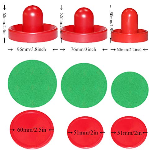 LZYMSZ Home Standard Air Hockey,6 Sets Light Weight Air Hockey Replacement Pucks and Slider Pusher for Game Tables Equipment(Small/Medium/Large Size)