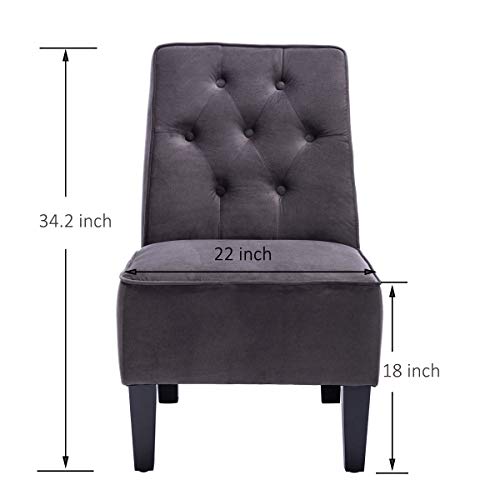 Haobo Armless Accent Chair, Button Tufted Slipper Chair Side Chair Single Sofa for Dining Room Living Room Bedroom Funiture (One Seat Gray 1) - Thumbnail 3