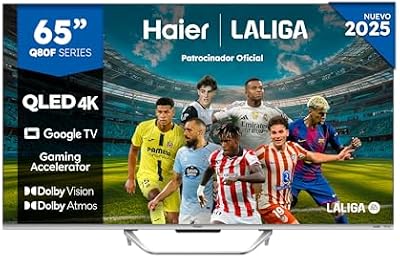 QLED 4K UHD H65Q80FUX - 65", Smart TV, Google TV, Dolby Atmos y Dolby Vision, HDR 10+, Smart Remote Control, Google Assistant, Bluetooth 5.1, DBX TV, HDMI 2.1 x 4, Sin Marcos, 2025