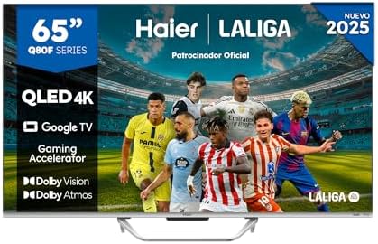 QLED 4K UHD H65Q80FUX - 65", Smart TV, Google TV, Dolby Atmos y Dolby Vision, HDR 10+, Smart Remote Control, Google Assistant, Bluetooth 5.1, DBX TV, HDMI 2.1 x 4, Sin Marcos, 2025