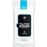 DUDE Shower Body Wipes, 8ct Pack, Unscented, Naturally Soothing Aloe and Hypoallergenic