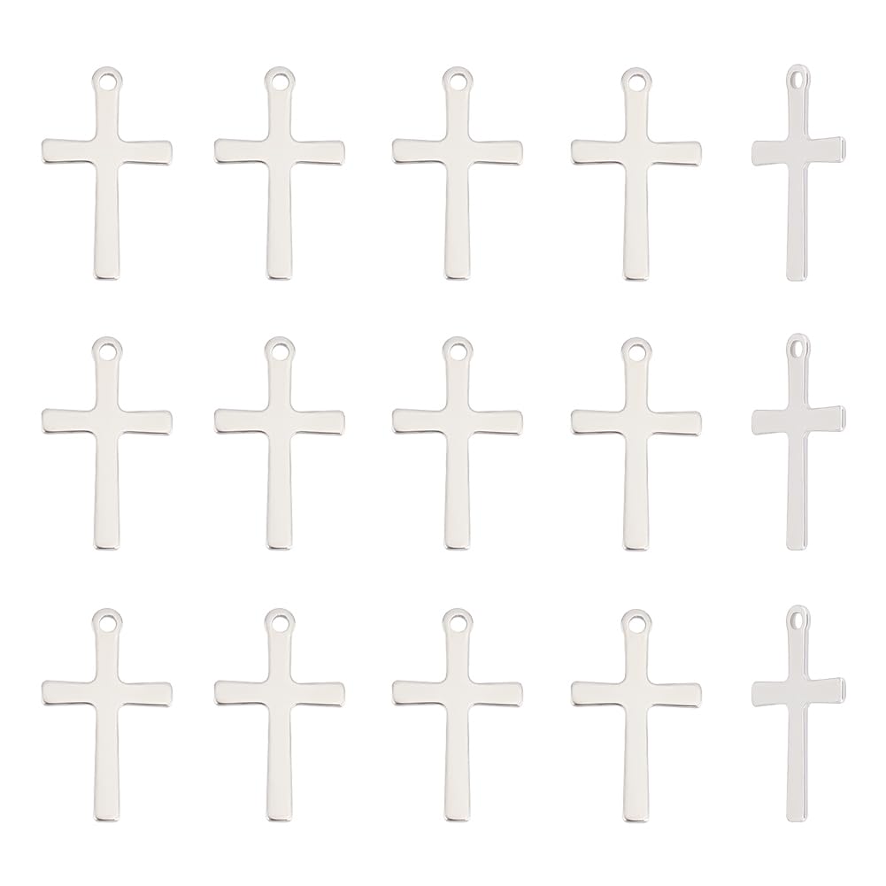 UNICRAFTALE 50 pcs Cross Charms 201 Stainless Steel Charms Cross Pendants Charms Metal Pendants Small Punk Charms for Jewelry Making Crafting Findings Accessory for DIY Necklace Bracelet
