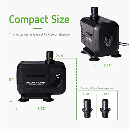 1 VIVOSUN+Submersible+Fountain+Aquarium+Hydroponics