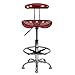 Flash Furniture Bradley Vibrant Wine Red and Chrome Drafting Stool with Tractor Seat