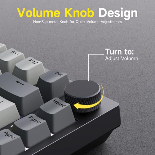 Ajazz AK820 75% Wired Gasket Mechanical Gaming Keyboard with Volume Knob - South Facing LED - PBT Keycaps - Programmable RGB Hot Swap Keyboard