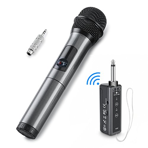 UHF Wireless Microphone, ELEGIANT Bluetooth Microphone Dynamic Mic System Rechargeable Receiver Handheld Singing Machine for Karaoke Wedding Church Outdoor Cell phone Stage Mixer-K380