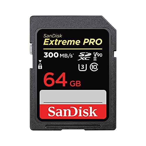 SanDisk Extreme PRO 64GB SDXC Memory Card up to 300MB/s, UHS-II, Class 10, U3, V90 for 8K Video