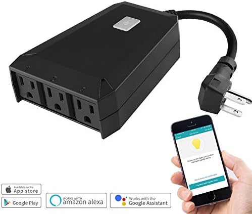 ERQIYU Outdoor Wifi Smart Plug Smart Socket Compatible Alexa Google Assistant IP44 Waterproof WiFi Outlet, Remote Wireless Control Anywhere with Timer Function on Smartphone Android iOS
