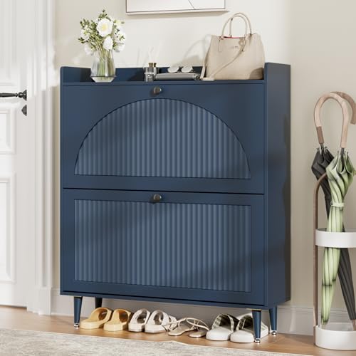 Lurinthal Shoe Storage Cabinet with 2 Flip Drawers, Shoe Organizer Storage