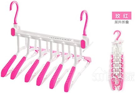 6 Folding Hook Multifunctional Clothes Hanger - Portable Folding Travel Clothes Hangers (Red)