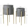 Storied Home 13.75 in. White and Black Iron Floor Planters with Stand (2-Pack) E