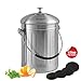 Housewares Solutions Leak Proof Stainless Steel Compost Bin 1.3 Gallon – Includes 4 Extra Free Filters