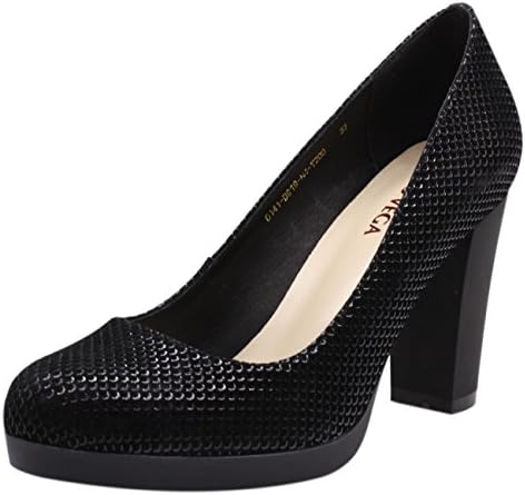 Jaro Vega Women's Platform Chunky Heel Round Toe Suede Leather Pumps Black Size 9