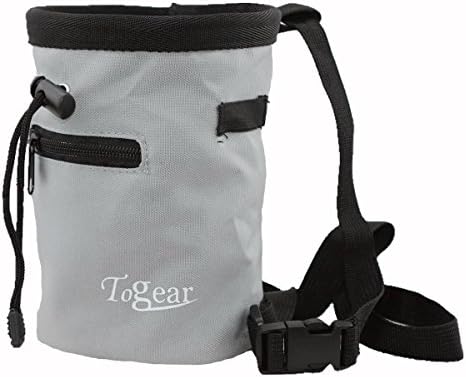 Chalk Bag for Rock Climbing, Weightlifting, Bouldering &amp; Gymnastics with Drawstring Closure, Quick-clip Belt and Valuables Securely Holding Zippered Pocket (Grey)