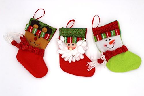 Clearance Sale - Set of 3 Classic Christmas 3D Medium Size Stockings Cute Santa's Toys Gift Stockings - Santa &amp; Snowman &amp; Reindeer (Medium)