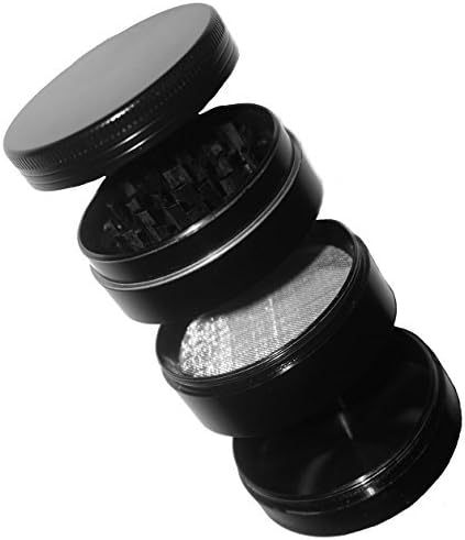 Ambermars Tobaccos Spice Herb Grinder, 1.7inch,4 Piece Black Metal Tobacco Crusher Hand Muller Smoke Herbal Grinder(nickle Black)