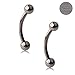 Ruifan 2PCS Titanium Eyebrow Tragus Lip Ring Piercing Jewelry Curved Barbell with Ball Kit 16g 16 gauge 8mm/10mm