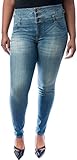 Eunina Women's Plus Size High Waisted Stretch Skinny Jeans Medium Wash