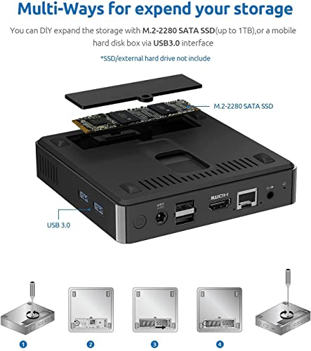 Bmax B1 Plus Mini PC N3350(up to 2.4GHz) 6GB DDR3/64GB eMMC Mini Desktop Computer HDMI/VGA Port 4K HD Gigabit Ethernet 2.4GHz/5GHz Dual WiFi BT4.2 Micro Pc Mini Computer