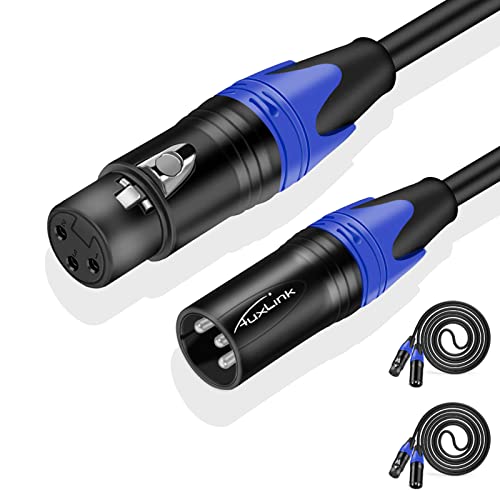 XLR Cable, XLR Microphone Cable Male to Female 25ft 2 Pack, AuxLink Balanced XLR Speaker Cable Suitable for Microphones, Preambles, Speaker Systems, Radio Station and More, Black, (KN01-25)